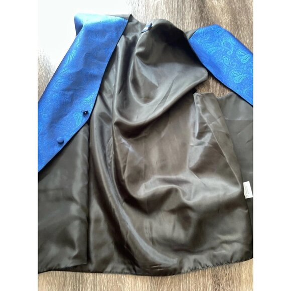 Vintage Pierre Cardin Vest Mens sz Large Blue Paisley V Neck Sleeveless Button - Picture 12 of 13